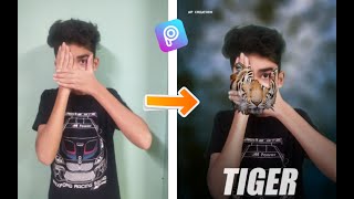 PicsArt Visual Tiger Face Mask Manipulation Editing Step by Step screenshot 5