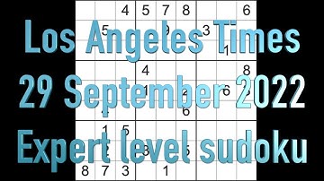 Sudoku solution – Los Angeles Times sudoku 29 September 2022 Expert level
