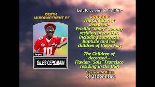 Giles Ceromain  ~ Long Obituary