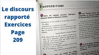 le discours rapporté _exercices page 209_tronc commun