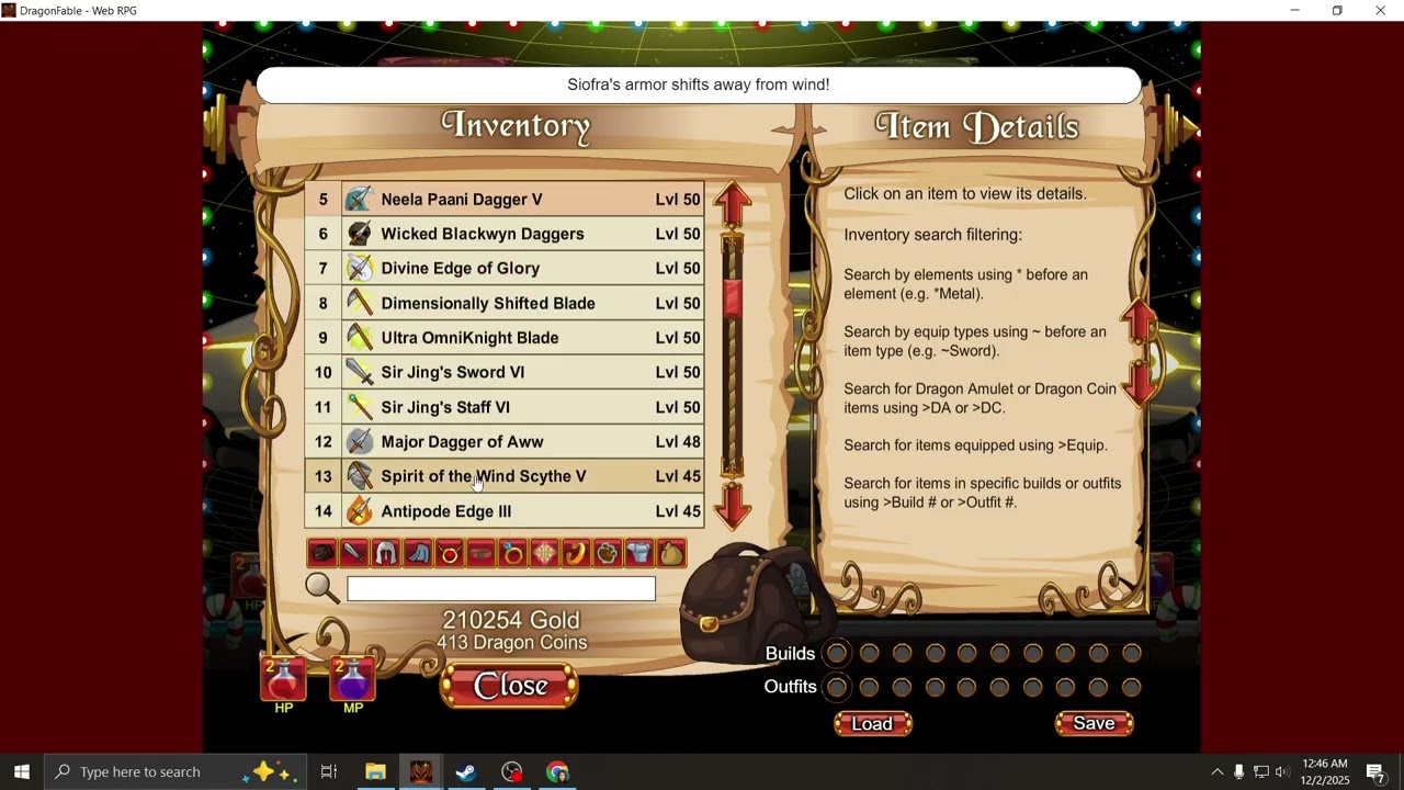 DragonFable Ninja vs Siofra Inn at The Edge of Time NDA 2025 12 02 00 38 41