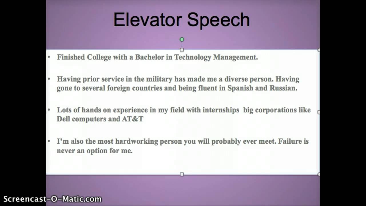 elevator speech monologue