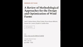 A Review of Methodological Approaches for the Design and Optimization of Wind Farms | RTCL.TV
