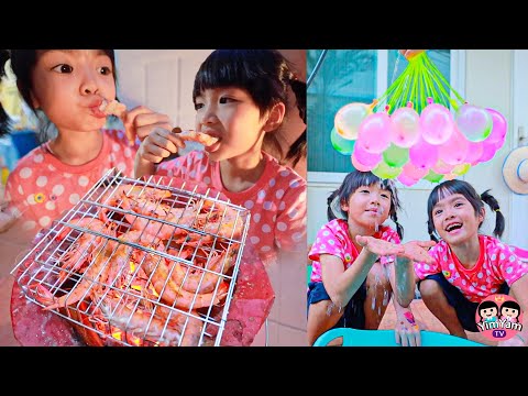 หนูยิ้มหนูแย้ม | เล่นลูกโป่งน้ำ กินกุ้งเผา