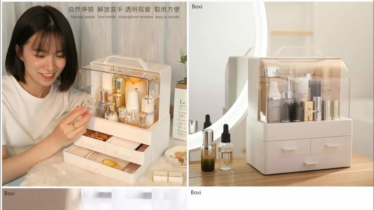 *Desktop Acrylic Door Cosmetic Organizer (Box Packing)