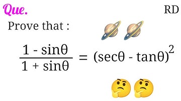 Prove that : 1-sinθ/1+sinθ=(secθ-tanθ)^2 ...|| Class 10 ||