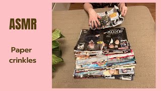 ASMR | Smoothing out crinkled magazine pages | Paper crinkle | No talking