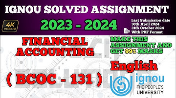 BCOC 131 Solved Assignment 2023-24 In English | BCOC 131 SOLVED ASSIGNMENT 2024 | #Bcoc131
