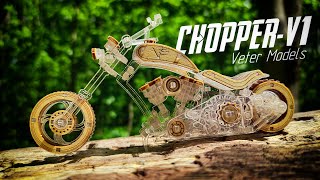 Крутой Байк Chopper-V1 Механический Конструктор от Veter Models. Байк из Дерева Своими Руками.