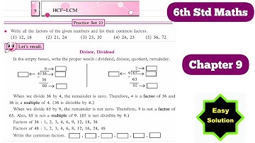 6th Std Maths Practice Set 23 Chapter 9 HCF - LCM | MH BOARD | Hindi Explanation