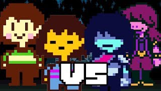 Chara y Frisk vs Kris y Susie | Undertale vs Deltarune | Kinox ft NZ y Dariadubs