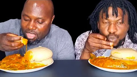 African food asmr mukbang eating sound with ogbono soup and pounded yam fufu