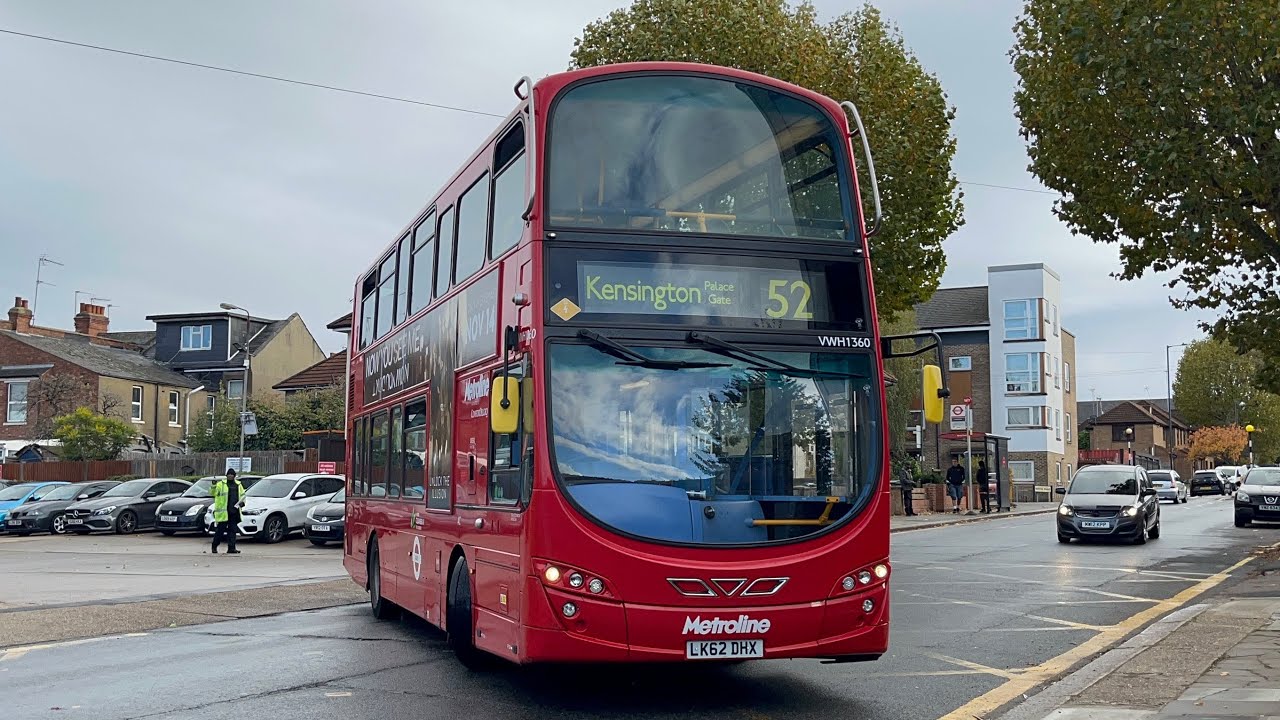 Full Route Visual. Route 52: Victoria - Willesden Bus Garage | Gemini 2 VWH1360 LK62 DHX