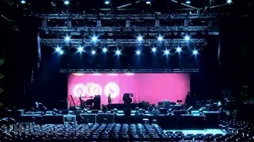 Concert production set up time lapse in a theater