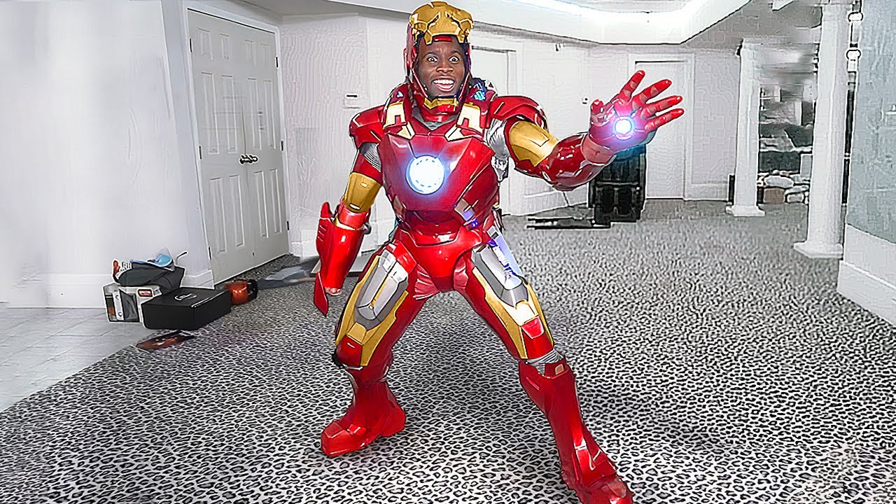 Kai Cenat Tries On Real Life Iron Man Suit! - YouTube