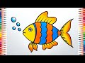 Fish drawing for beginners  how to draw fish step by step  easy fish drawing with colour