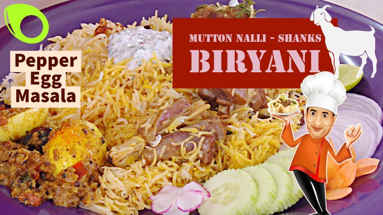 Mutton Nalli Biryani - Egg Pepper Masala | Vahchef - VahRehVah