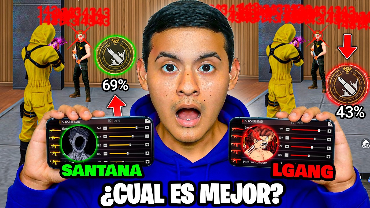 PUSE A PRUEBA la SENSIBILIDAD de SANTANA y LGANG 😱 ¿CUÁL PEGA TODO ROJO? | Free Fire