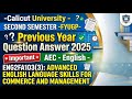 Advanced English for Commerce Calicut University FYUGP2nd Sem BCom/BBA Previous Year Question answer