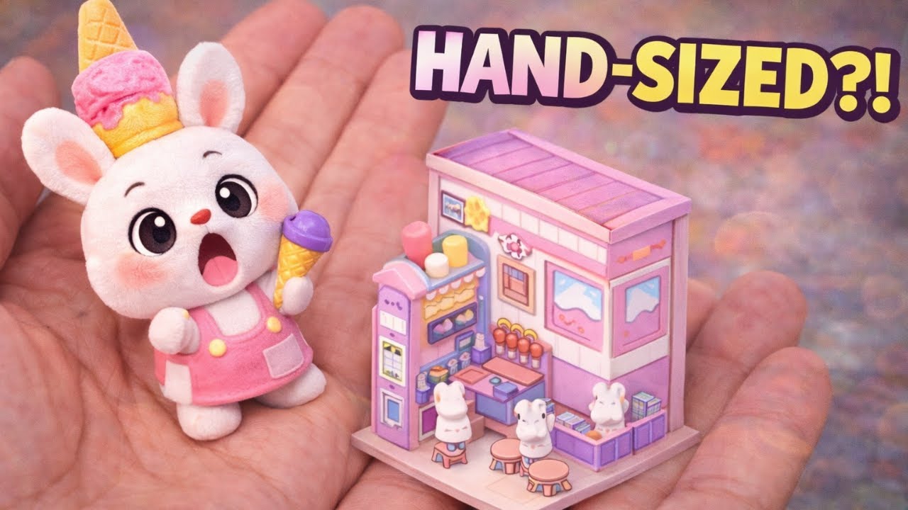 [ASMR] DIY Mini Ice Cream Shop 🍦 Tiny Bunny Sticker Scene | So Satisfying