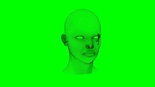 woman head  wireframe turn 360 green screen