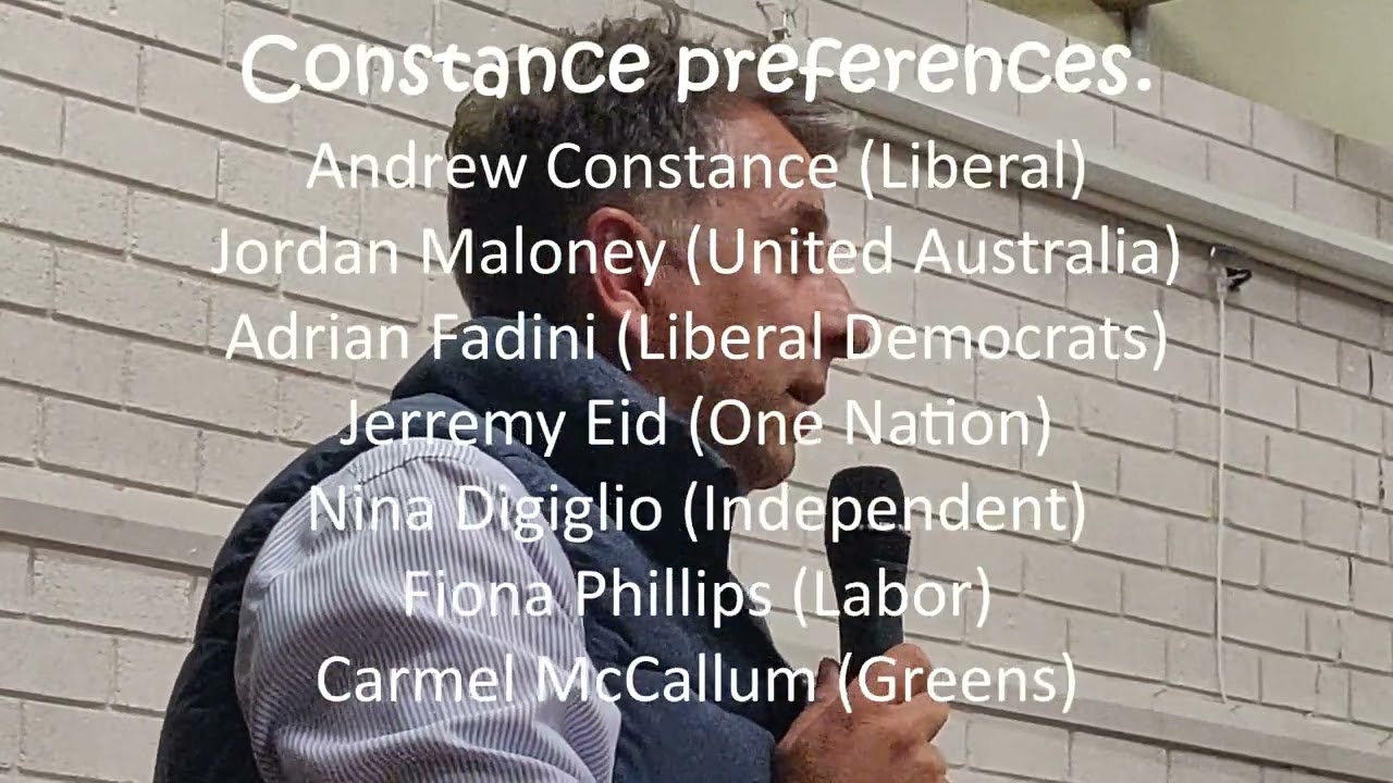 Constance preferences Clive Palmer UAP and Pauline Hanson One nation over Labor and Greens