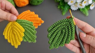 Wow!. 😇 It's Very Easy! How to make a super eye-catching crochet leaf.Great crochet knitting pattern