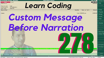 Tally Chapter 278 TDL for Default Narration Custom Message By Rajiv Mishra Computer Class | TDL Code