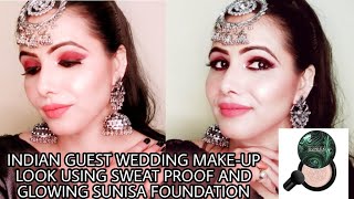 इंडियन गेस्ट वेडिंग मेकअप लुक SWEAT PROOF MAKE-UP WITH SUNISA FOUNDATION| WEDDING GUEST MAKE-UP 4|