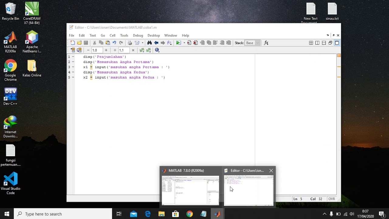 Belajar Matlab Bagian #5 - Perintah Input - YouTube