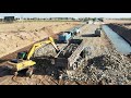 Building Foundation New Road With Excavator Digging and Heavy Dump Truck V1 and Truck Loading Stone