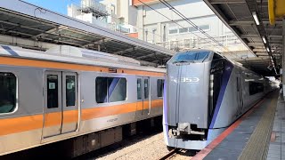 三鷹駅にて、JR東日本E353系特急かいじ 通過シーン