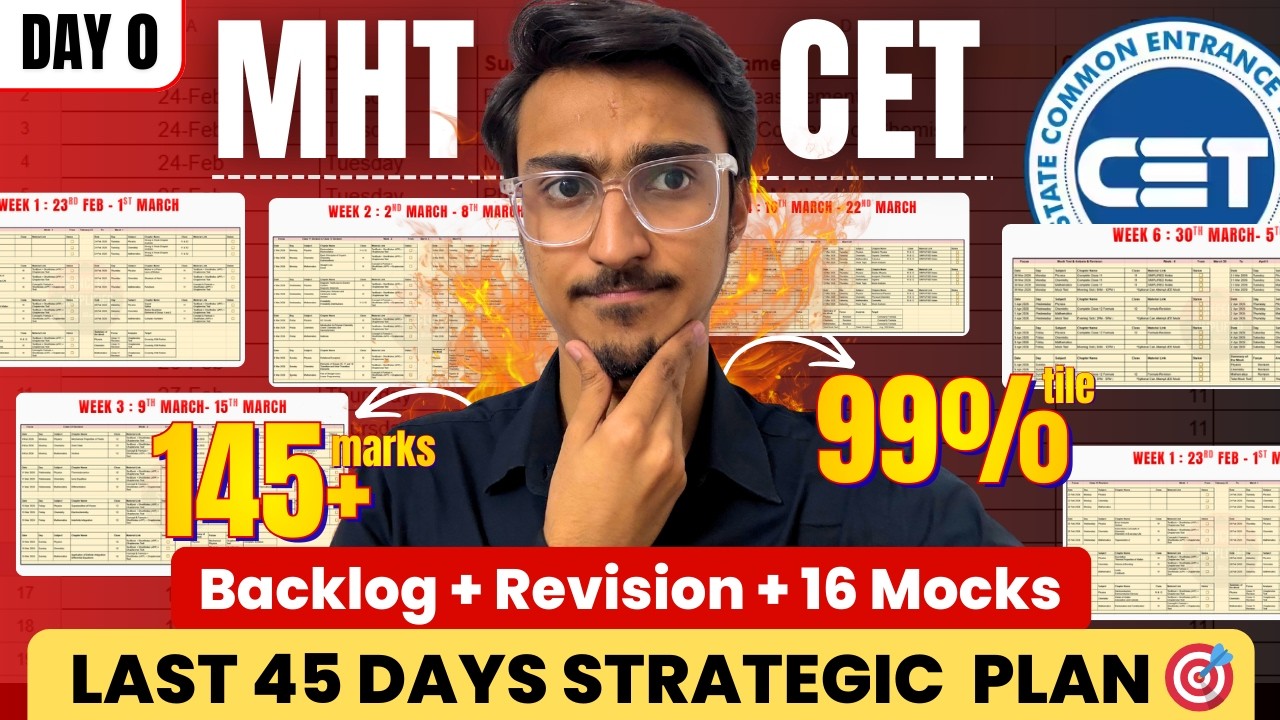 MHT CET 2026 | 45 Days Strategy Plan | Day and Week wise 🎯💯 Backlog ...