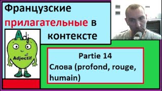 Французские прилагательные в контексте - Partie 14 - Слова (profond, rouge, humain)