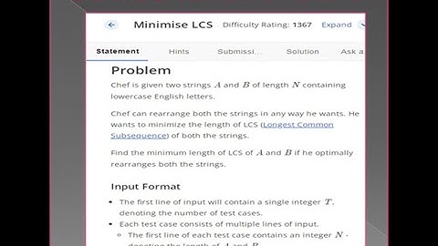 CODECHEF-Starters 61 Contest - Minimize LCS Problem - Explanation with Solution in Tamil