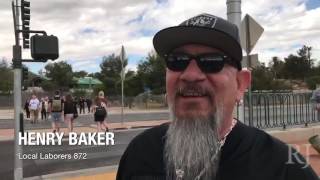 Local laborers 872 and other raiders fans react from the news that
team is relocating to las vegas. (elaine wilson/las vegas
review-journal)