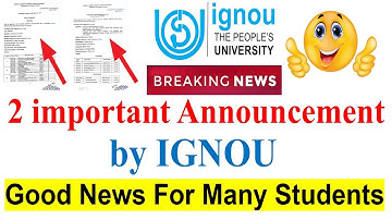 {Breaking News } Two important Announcement by IGNOU  | Good News For Many Students | New Admission