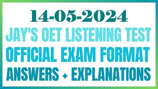 JAY'S 2ND CHANNEL - OET LISTENING TEST 14.05.2024 #oet #oetexam #oetnursing #oetlisteningtest