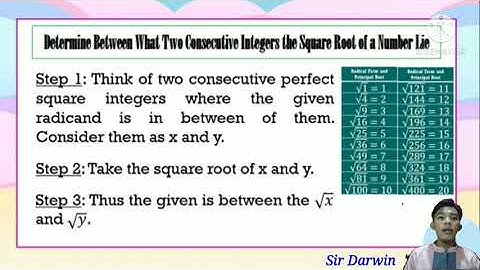 Determine between what two integers the square root of a number is.