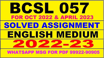 bcsl 57 solved assignment 2022-23 in english | bcsl 57 solved assignment 2022-23 | bcsl 57 2023