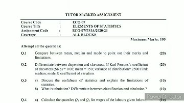 ECO 07 Solved Assignment 2021 | ECO 07 Elements Of Statistics Solved Assignment 2021 | ECO 07 IGNOU
