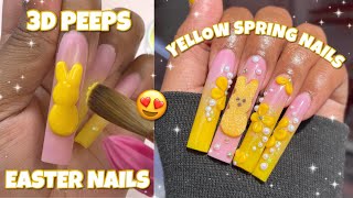 XL 3D PEEPS CANDY EASTER SPRING NAILS  + 3D FLOWERS TUTORIAL | EASY ENCAPSULATED OMBRE NAILSCANVA