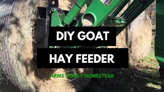 DIY goat hay feeder built from stuff I had laying around the farm. Hay is never cheep to buy so I really have it when the goats waste 