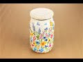 Decoupage jar - Painted jar - painted glass diy - decoupage tutorial - Decoupage for beginners