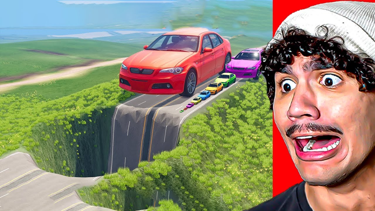 Reagindo a Carros Pequenos e Gigantes vs Buraco Gigante – BeamNG.drive