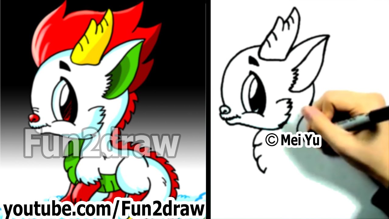 How to Draw a Cartoon Dragon - Learn to Draw - Fun2draw - YouTube