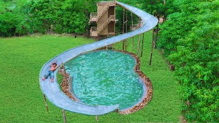 Build Up Modern Water Slide Park & Underground Swimming Pool Design In Forest