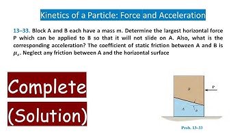 13–33. Block A and B each have a mass m. Determine the largest horizontal force P