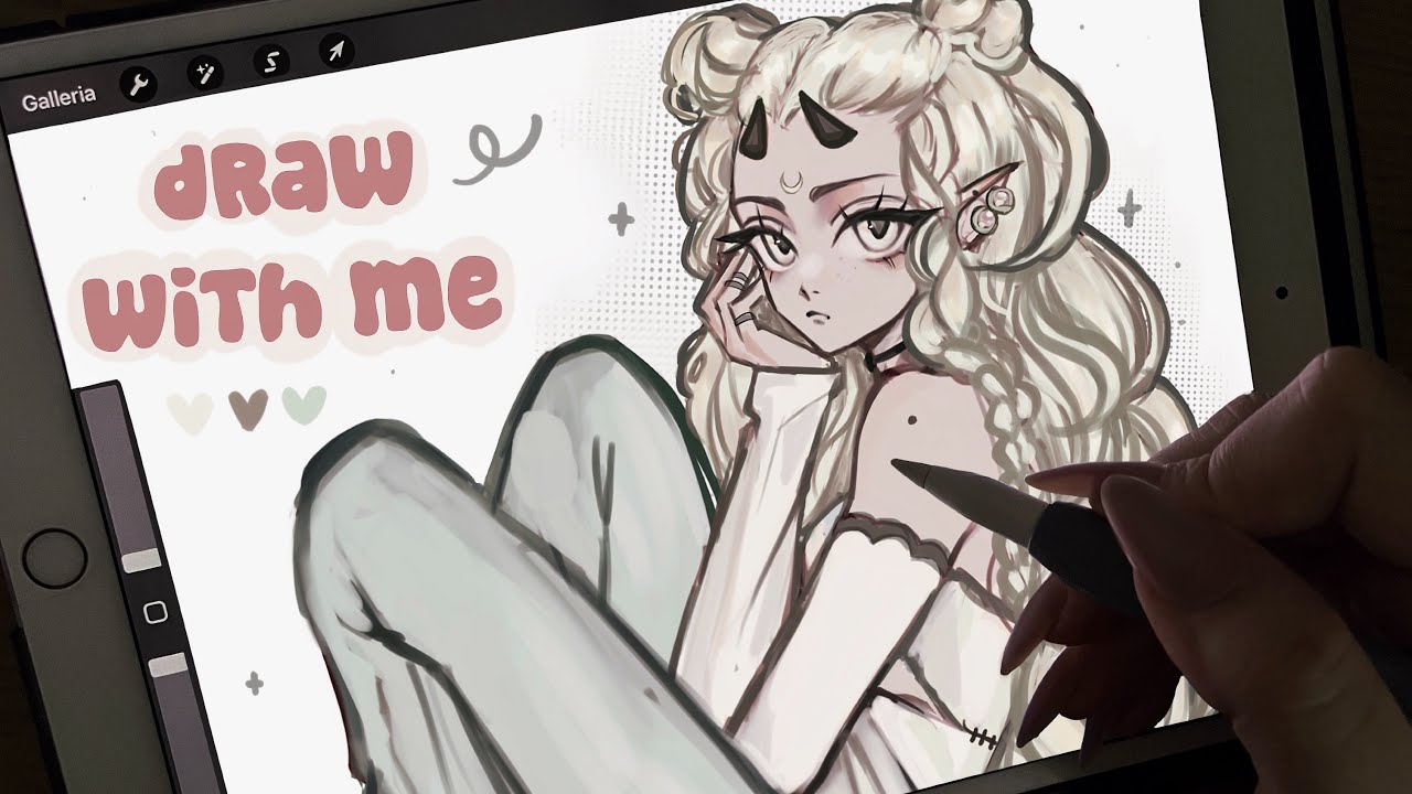 draw with me procreate [real time process + chill music] - YouTube