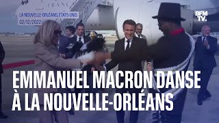 Les pas de danse de Brigitte et Emmanuel Macron à leur arrivée à La Nouvelle-Orléans